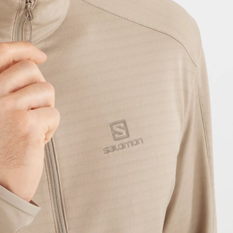 Beige Salomon Essential Lightwarm Half Zip Men's Sweatshirt | IE DS0143